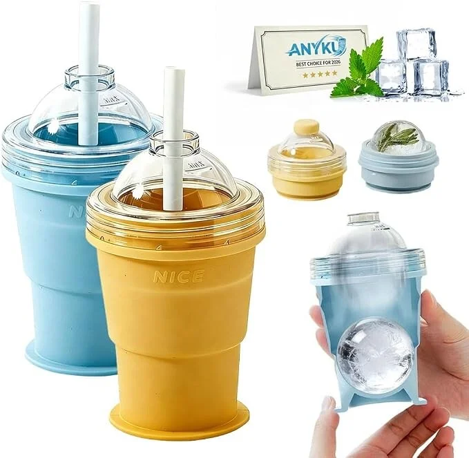 2in1 Ice Ball Maker Cup (Food-Grade Silicone)