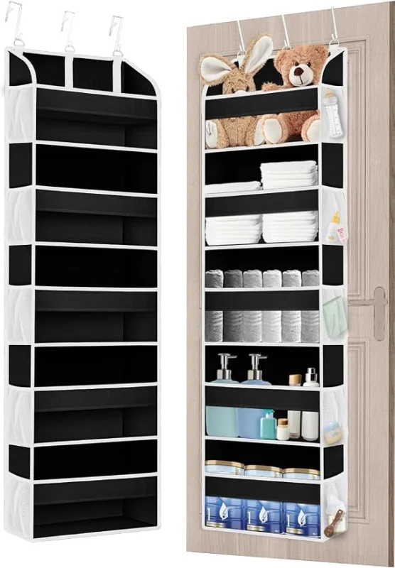 Over the Door Organizer Storage, 5 Large & 10 Mesh Pockets image