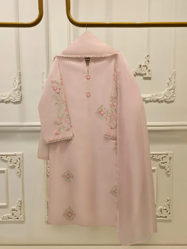 Agha Noor Pure Khaddi Silk Embroidered 3-Piece | S114320, Baby Pink image