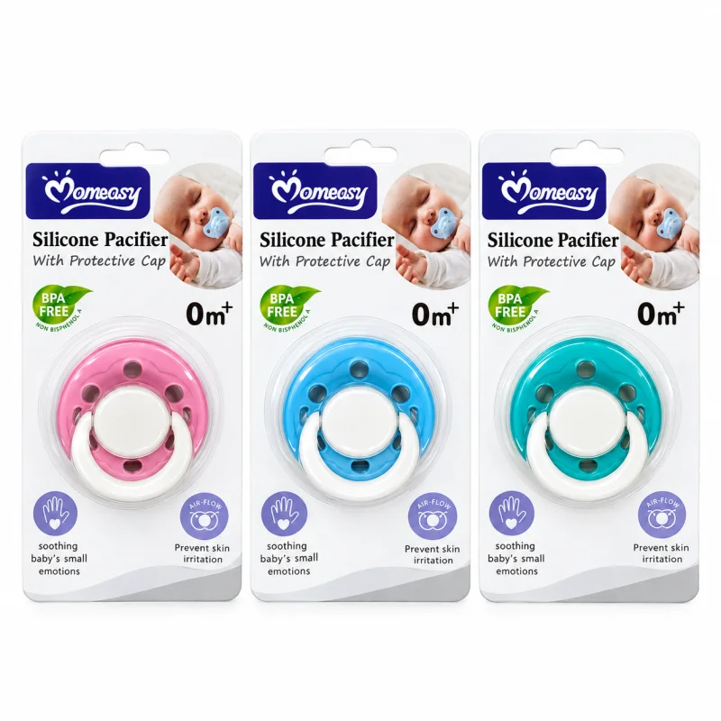 Momeasy Air-Flow Orthodontic Silicone Baby Pacifier with Protective Cap – BPA-Free Soother for Newborns & Infants (0m+)