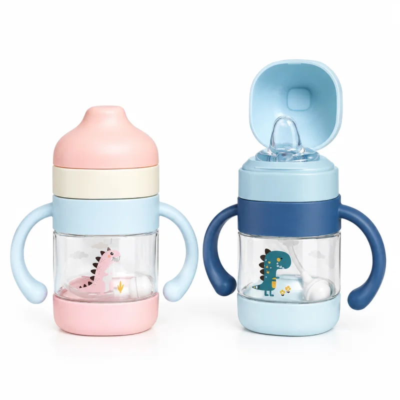 Mumpot Silicone Spout Baby Training Sippy Cup with Dual Handles & 360° Weighted Straw – 220ml