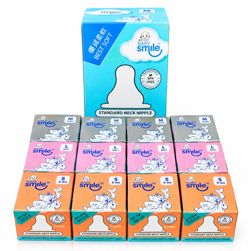Baby Smile Standard Neck Anti-Colic Soft Liquid Silicone Baby Bottle Replacement Nipple – BPA-Free. image
