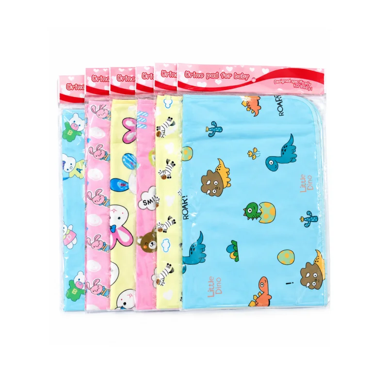 Cute Cartoon Printed Soft Cotton TPU Multi-Layer Reusable Waterproof Baby Urine Pad Mat for Infant Bed Protection. image