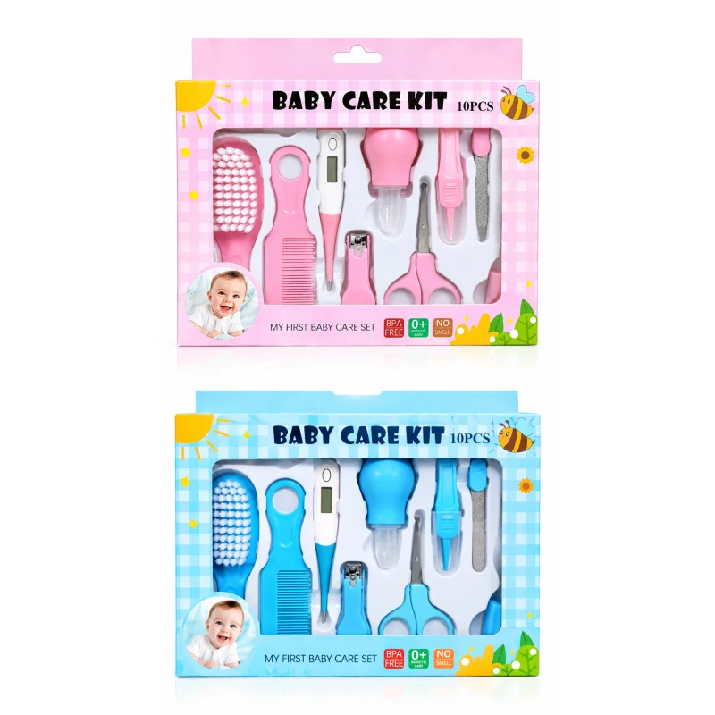 Baby Care Kit-10 Pcs Set- BPA Free-Plastic, Silicone & Stainless Steel-Baby Healthcare & Grooming Kit image