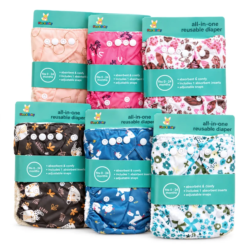 Reusable Waterproof Cloth Diaper with Adjustable Waist Snaps–Soft & Absorbent Washable Diaper for Babies image