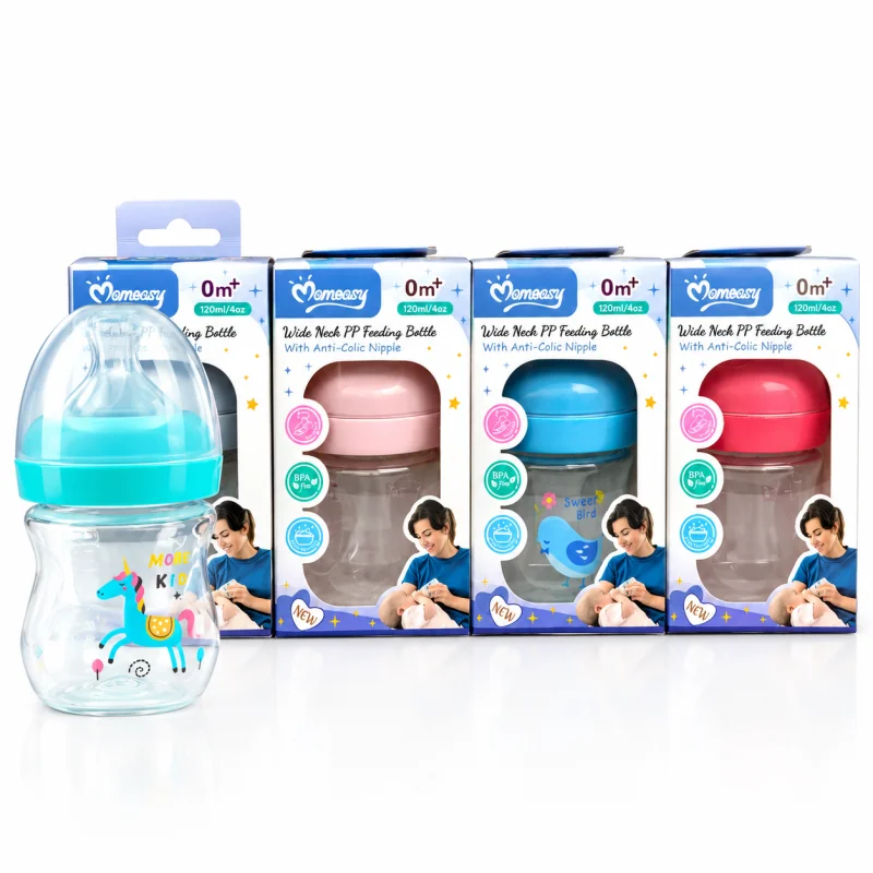 Momeasy BPA-Free PP Baby Feeding Bottle with Soft Silicone Anti-Colic Nipple for Newborns 120ml/240ml