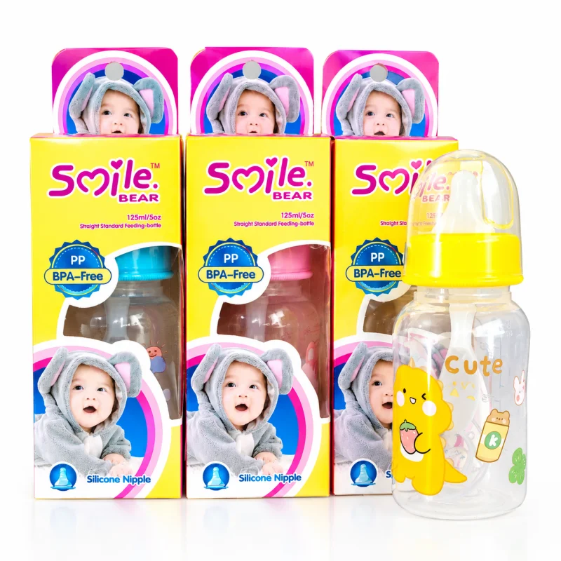 Smile Bear BPA-Free PP Baby Feeding Bottle with Silicone Nipple – Standard Neck Milk Feeder for Babies