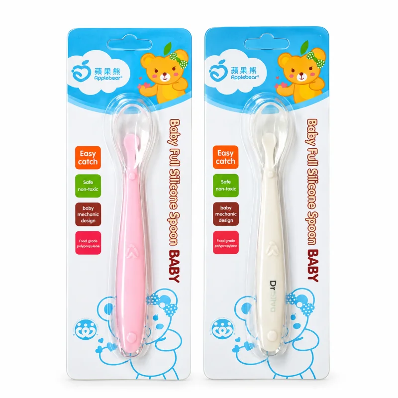 Baby Feeding Spoon-Soft Silicone-Applebear-BPA Free, Gum-Friendly Weaning-Self-Feeding Spoon
