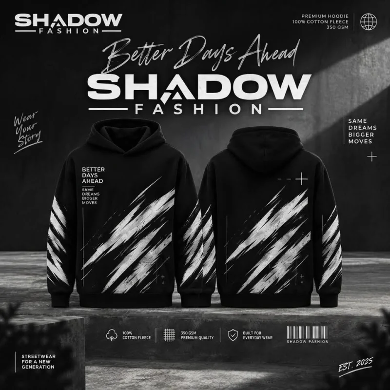 Mens Premium Drop Shoulder Hoodie - Confident Black